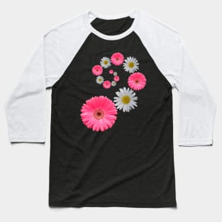 pink flowers daisies bloom floral blooming daisy Baseball T-Shirt